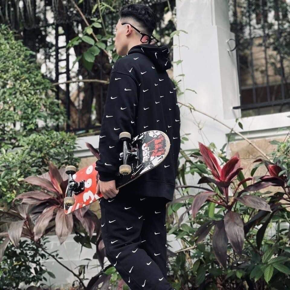 🔥 Áo Hoodie Nike Swoosh Thêu Full Logo Vải Nỉ Bông Cotton 100%