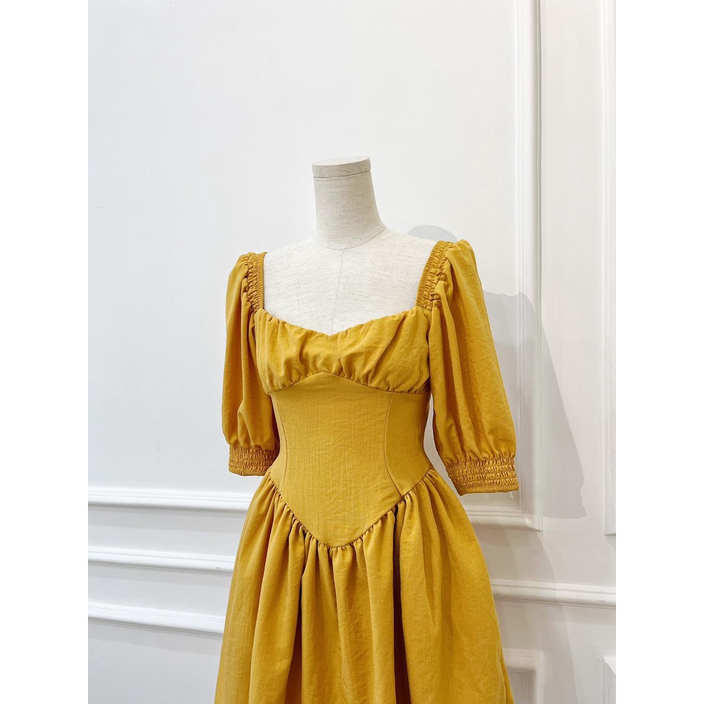 [HÀNG THIẾT KẾ CAO CẤP] Đầm Xòe Tay Phồng Chít Eo Tôn Dáng Vintage Form Ngắn Đi Biển Nhiều Màu