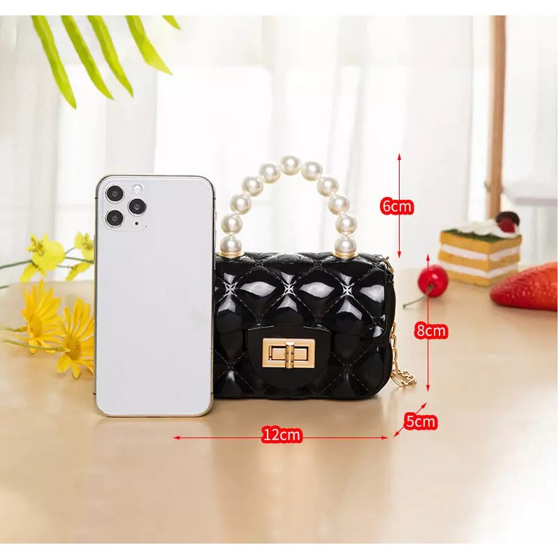 Túi mini quai ngọc có kèm dây đeo, Túi đeo chéo thời trang Hàn Quốc cho mẹ và bé