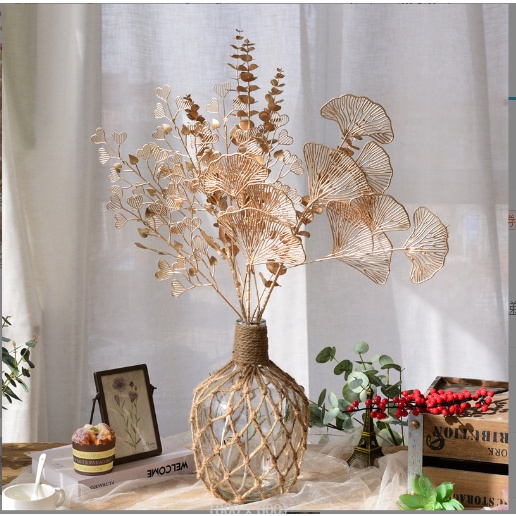 CÀNH LÁ VÀNG- ĐÀO ĐÔNG quả nhân tạo đỏ mọng tài lộc may mắn chưng Tết, trang trí chụp ảnh.HOA TRẠNG NGUYÊN phủ nhũ.