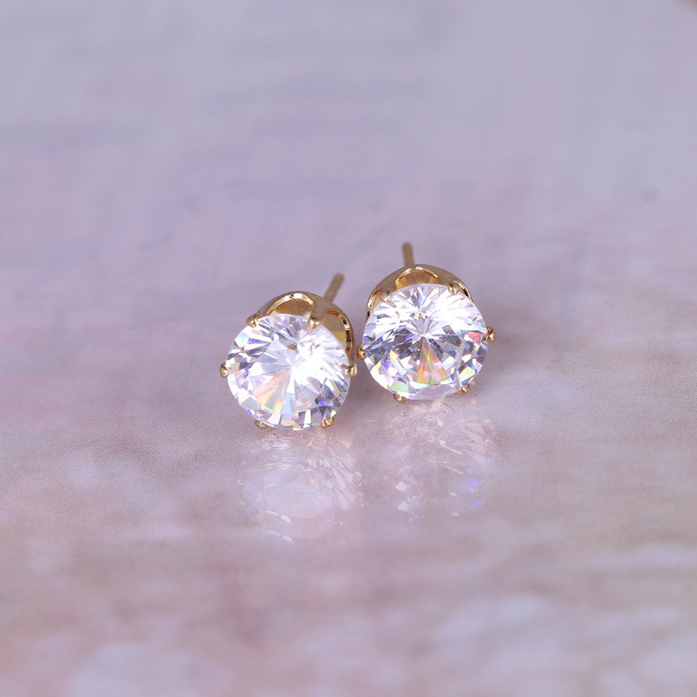 Bông Tai Tròn Mạ Vàng 18K Đính Đá Thời Trang