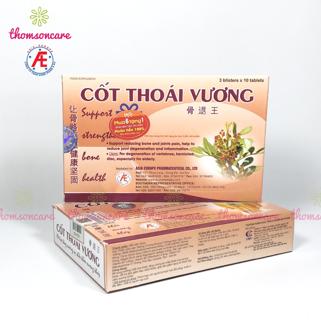 Cốt thoái vương - Mua 6 tặng 1 bằng tem tích điểm - Hỗ trợ xương khớp, giảm thoái hóa, đau vai gáy từ thảo dược