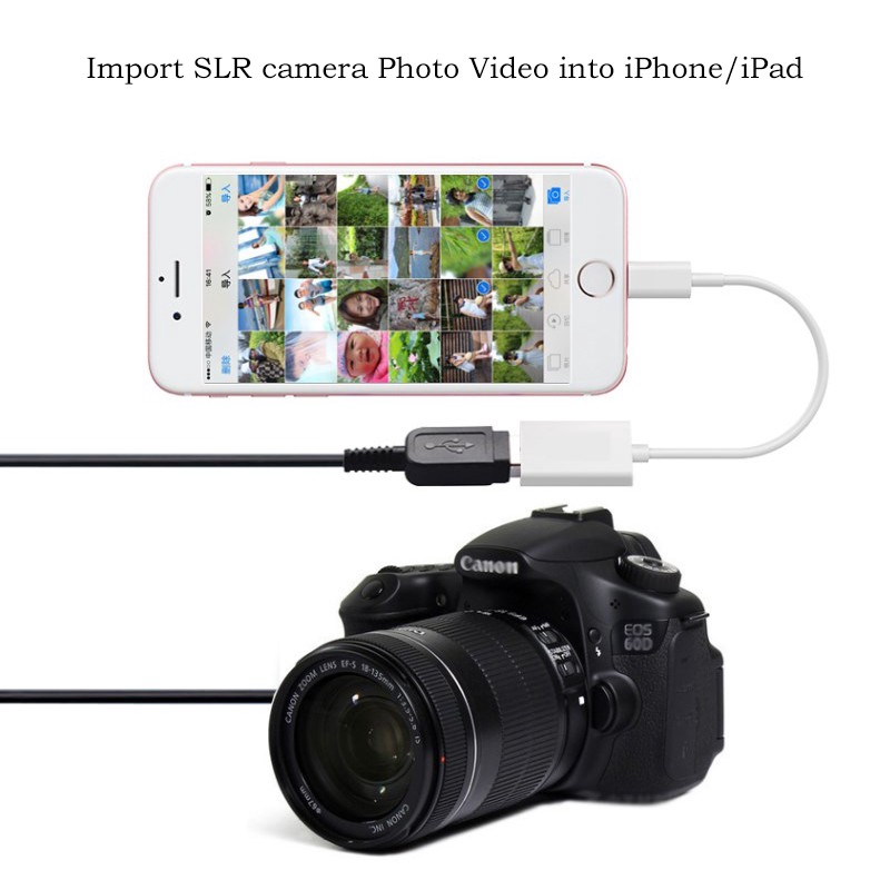 Dây cáp kết nối Lightning sang USB camera Reader cho iPhone