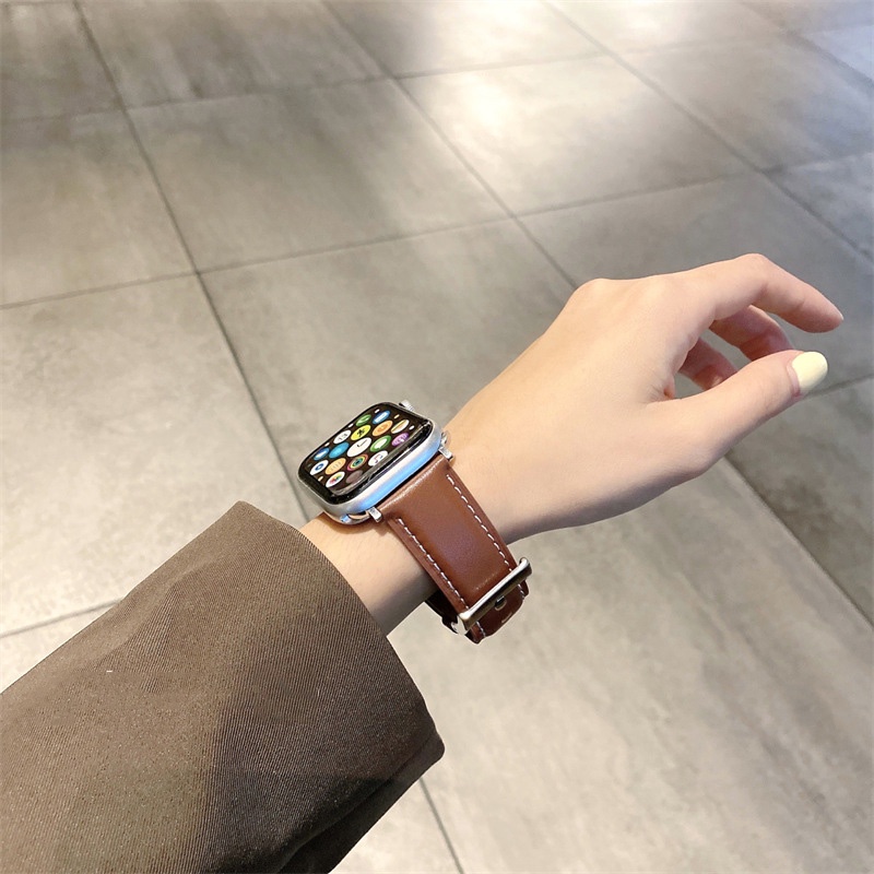 Dây đeo da thay thế 40mm 44mm cho Apple Watch Series 7 6 SE 5 4 3