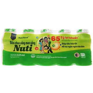 Lốc 5 chai sữa chua uống men sống có đường NutiFood 65ml