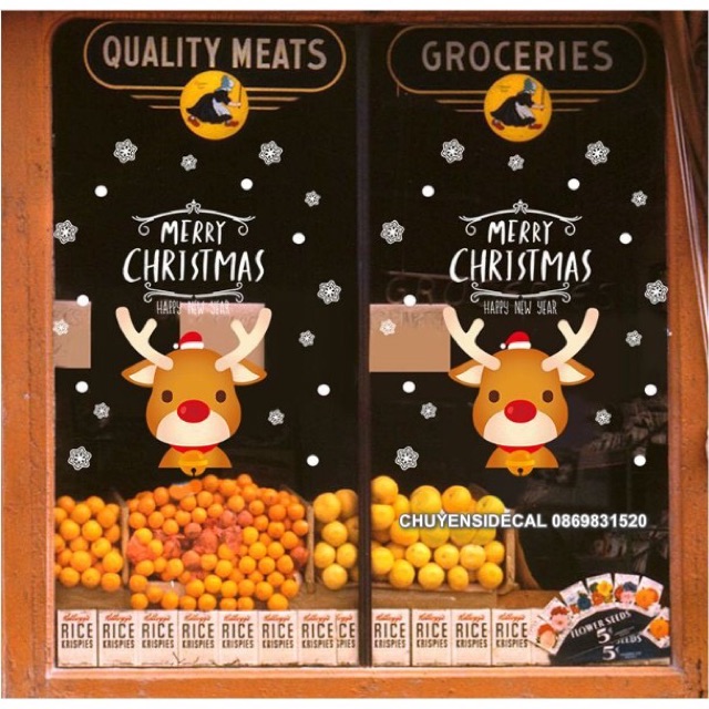 Decal dán tường Noel - Nai Nâu xinh xắn