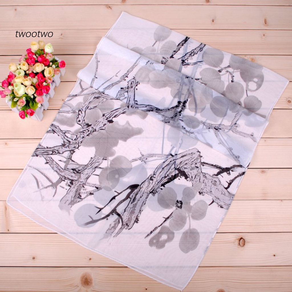 Khăn Choàng Chiffon Dài In Họa Tiết Cây Cối Thời Trang Cho Nữ