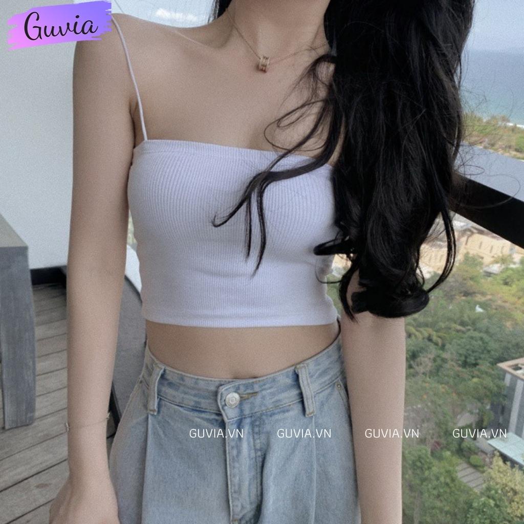 Áo Hai Dây Croptop Sợi Bún Ôm Body Thun Gân, Áo 2 dây Croptop kiểu Sexy dáng ôm Siêu Đẹp Guvia