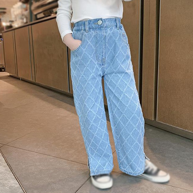 Quần Dài Họa Tiết Ca Rô Phong Cách Hàn Quốc Cho Bé Gái