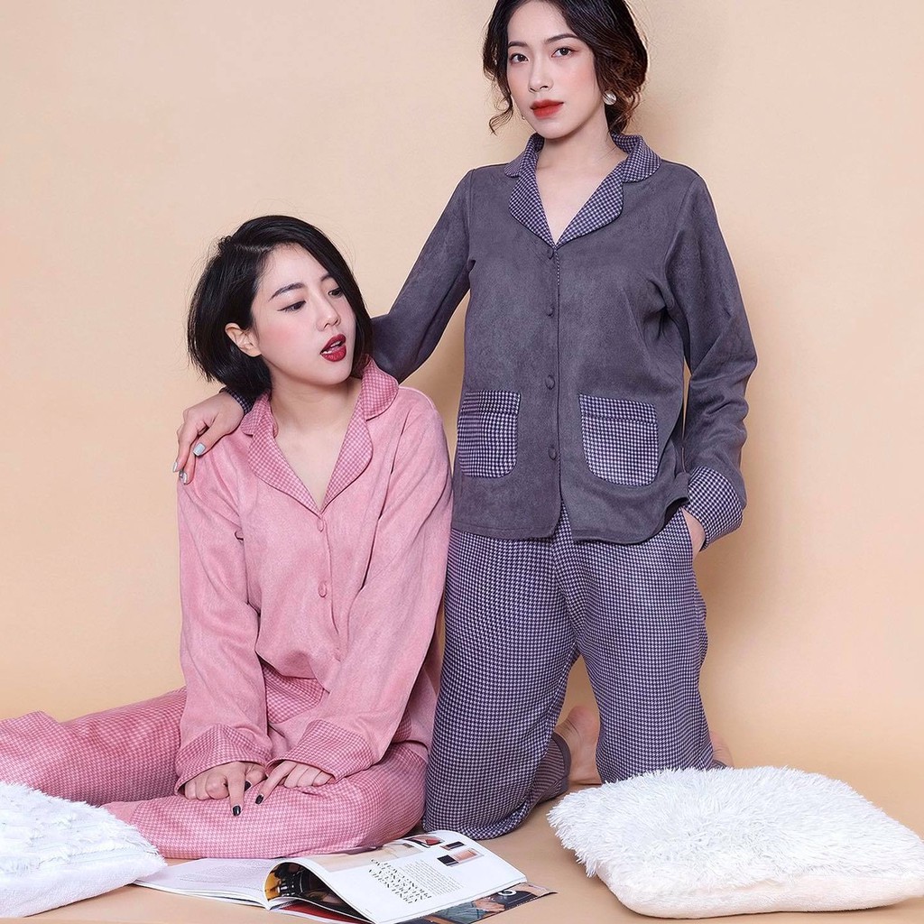 Set Pyjama F2 nỉ caro 3 màu cao cấp | BigBuy360 - bigbuy360.vn
