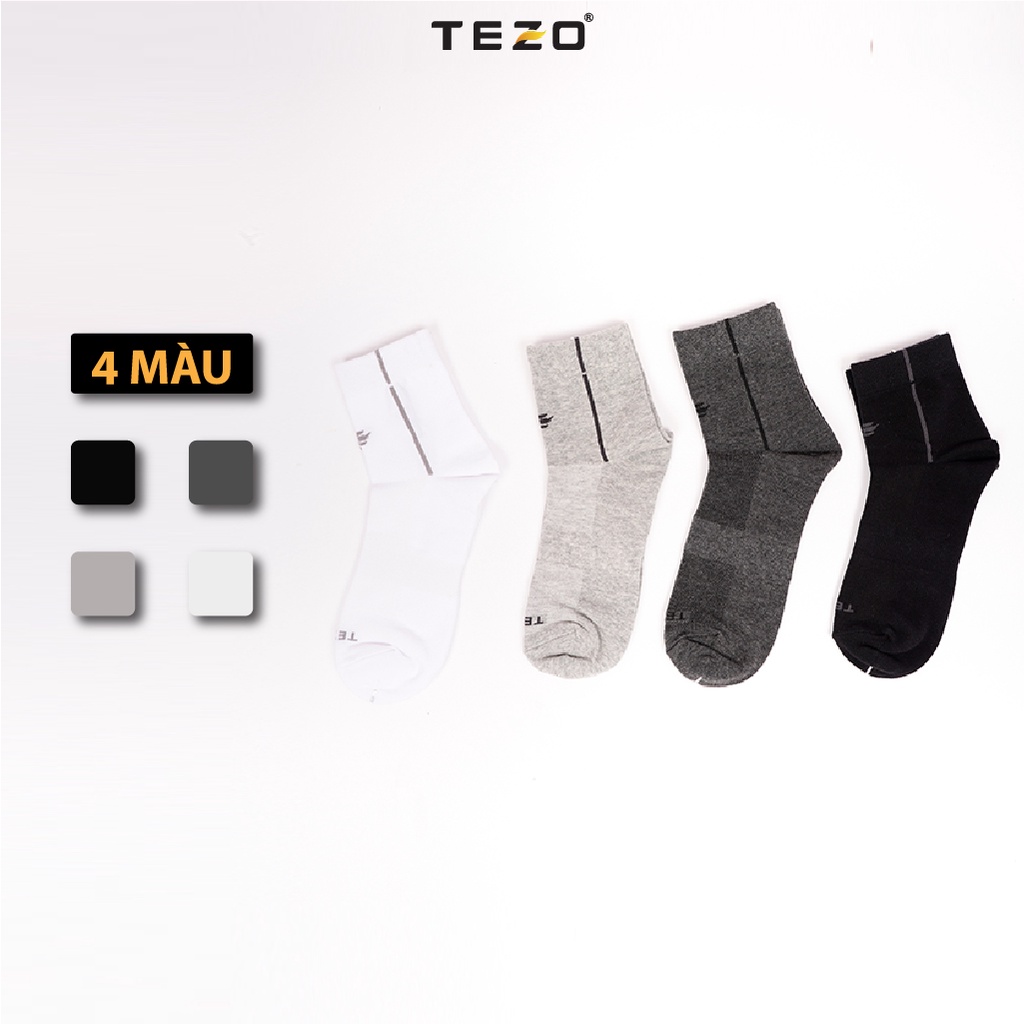 Tất nam cổ trung TEZO, vớ nam chất liệu cotton co dãn thoải mái 2009TATCC001