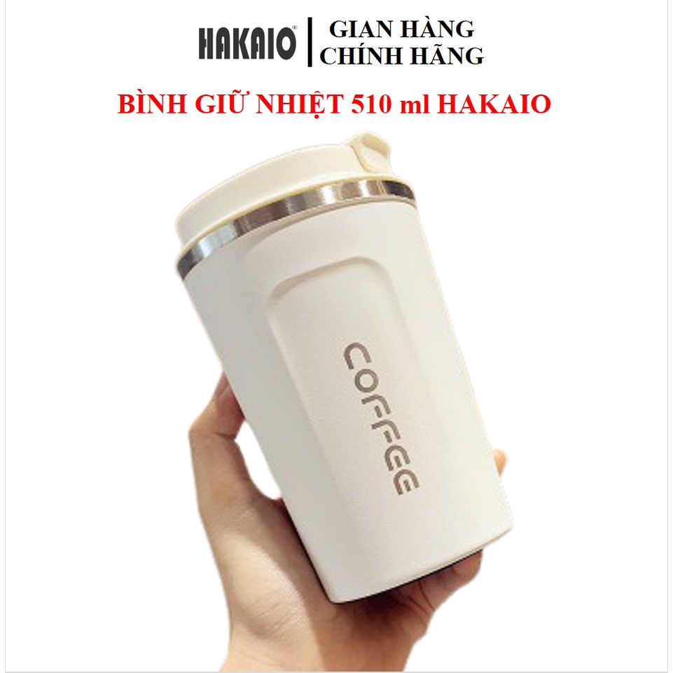 Bình Giữ Nhiệt HAKAIO 510ml Cách Nhiệt Cao Cấp Đựng Nước, Trà, Cà Phê Kiểu Dáng Châu Âu Cầm Tay Sang Trọng