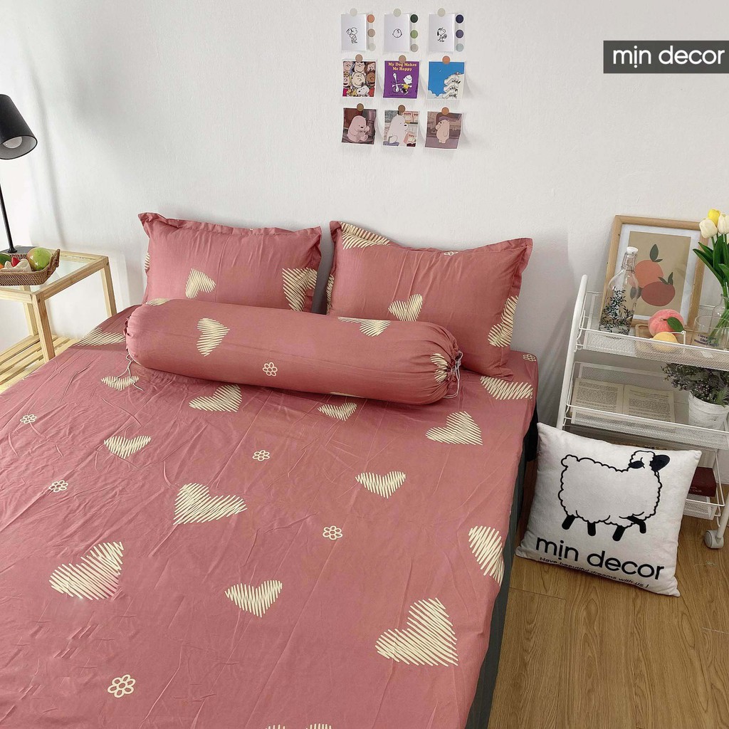 Ga giường và vỏ gối nằm cotton 3D MỊN DECOR mềm mại thoáng mát | BigBuy360 - bigbuy360.vn