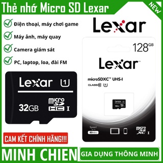 Thẻ nhớ SD 32/64/128GB Tốc độ đọc 100Mb/s viết 45Mb/s – Thẻ nhớ Lexar (Mỹ) – Hàng chính hãng Bảo hành 12 tháng.