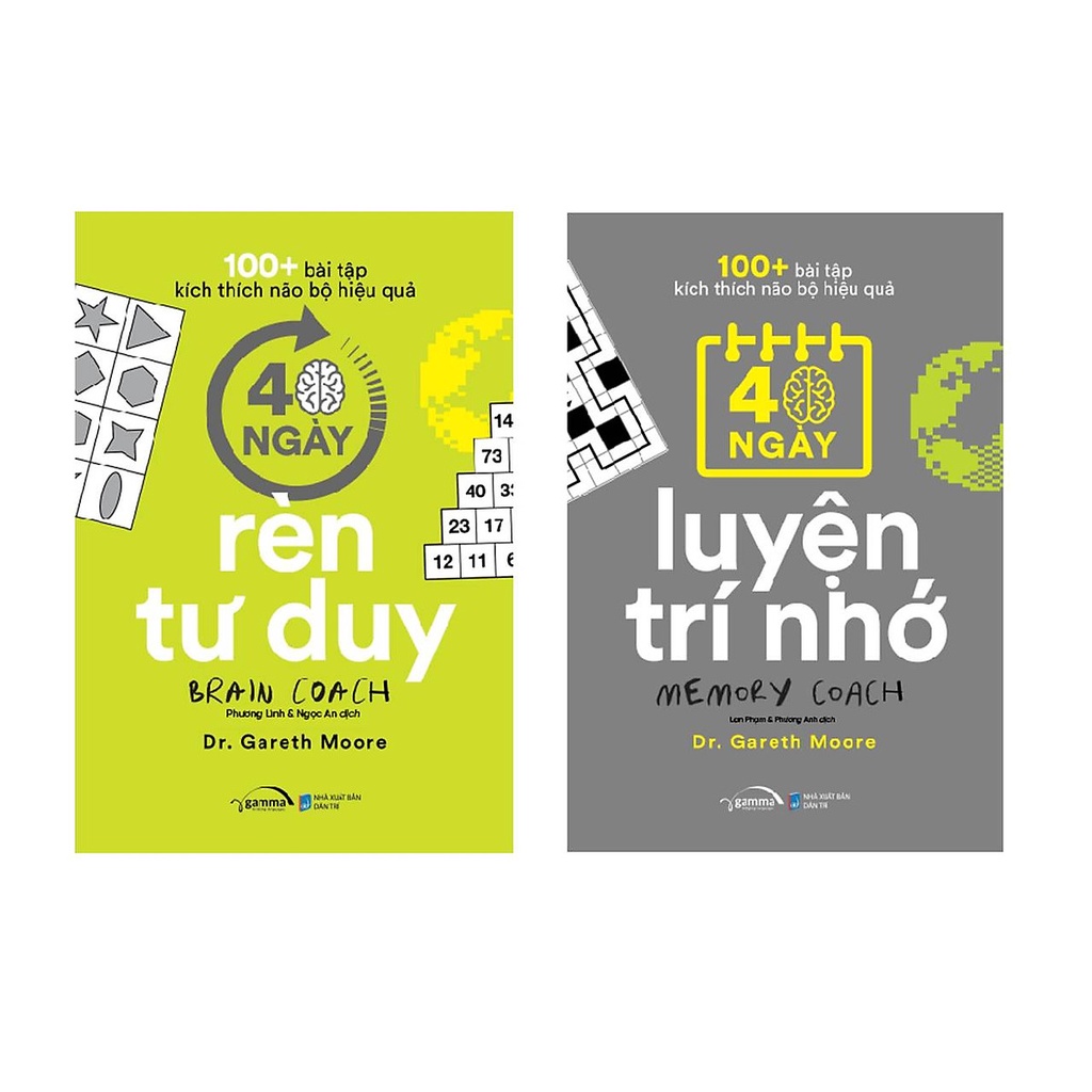 Sách - Combo 100+ Bài Tập Kích Thích Não Bộ Hiệu Quả : 40 Ngày Luyện Trí Nhớ + 40 Ngày Rèn Tư Duy