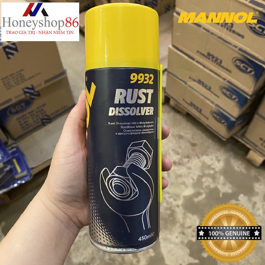 Làm Tan Nhanh Mọi Rỉ Sét Như Ốc Vít Bị Rỉ Sét Nặng MANNOL 9932 – 450ML Rust Dissolver, Nhập Khẩu Đức HONEYSHOP