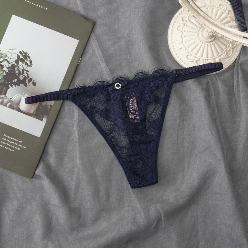 Quần lọt khe nữ ren sexy gợi cảm, quần chíp nữ 2 mảnh đính nơ quyến rũ DEVARI L248