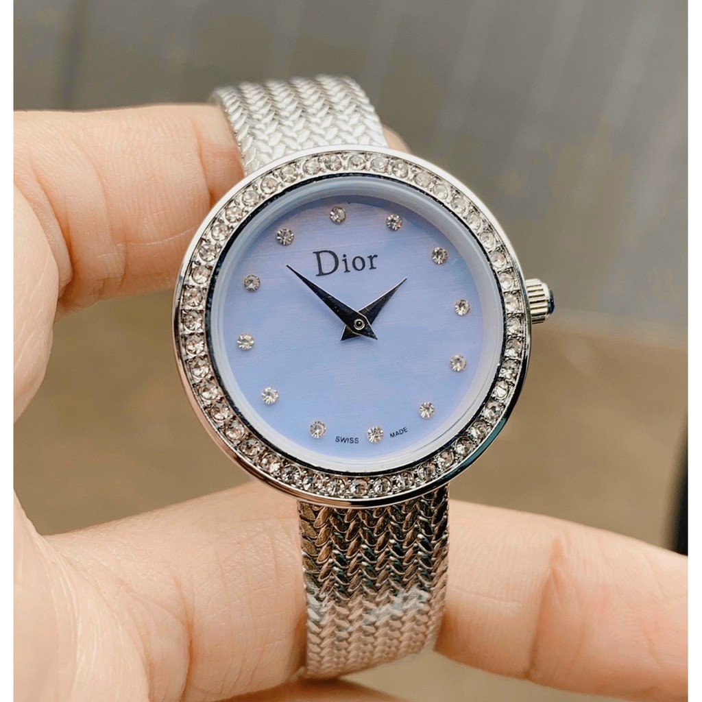 Đồng hồ nữ mặt tròn, đồng hồ đeo tay nữ dây kim loại DIOR dây đeo thời trang, cao cấp siêu rẻ