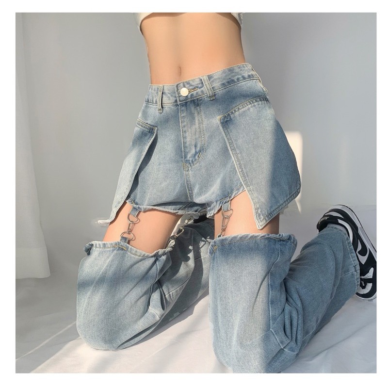 Quần jeans ulzzang sexy phá cách ROSES LISA BLACKPINK 2021 KÈM 3 ẢNH THẬT CUÔI
