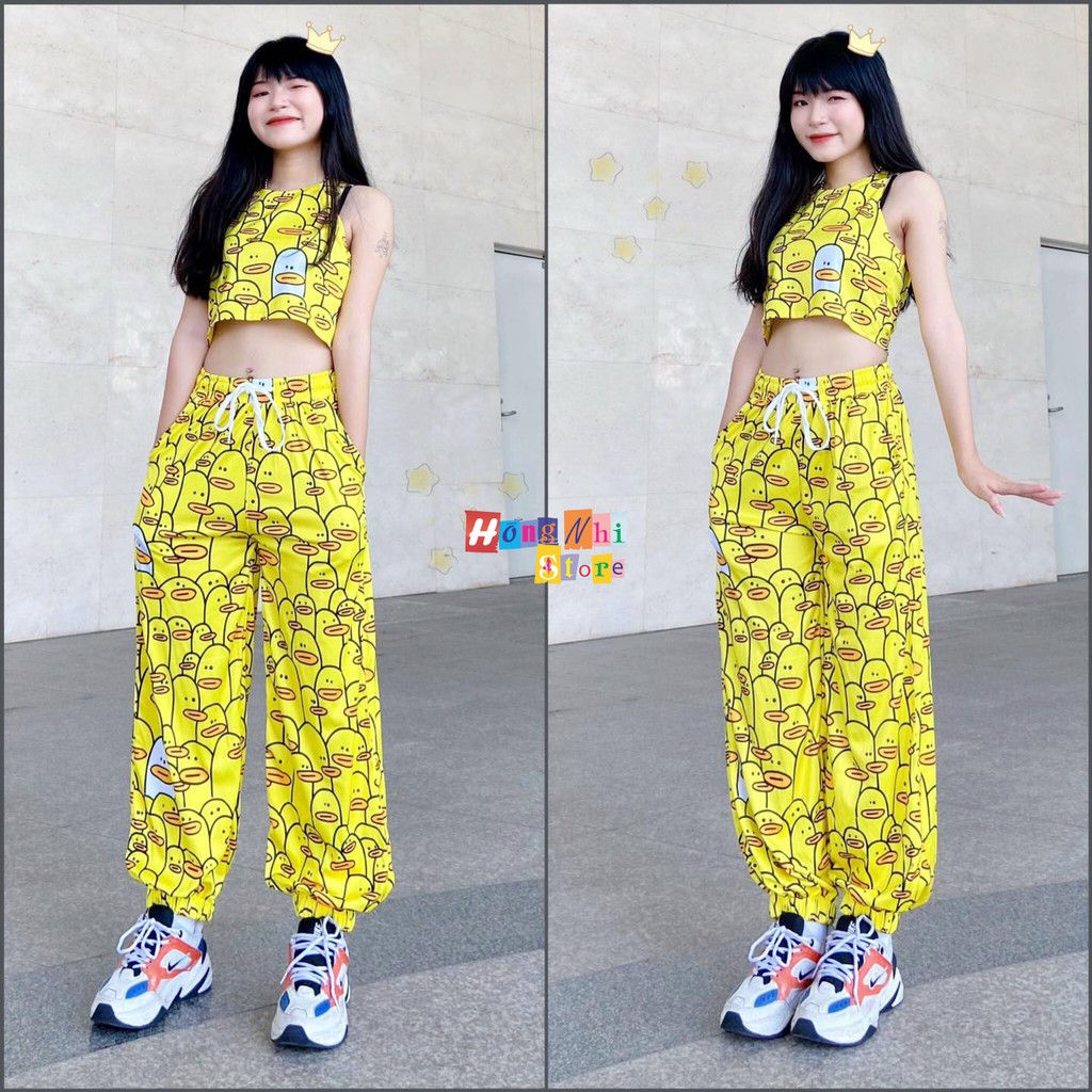 Quần Hoạt Hình Dài Bo Lai Vịt Vàng Cartoon Pant V2 Oversize Ulzzang Unisex - MM