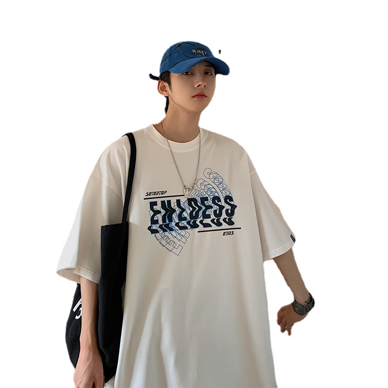 Áo Thun Dáng Rộng In Chữ Phong Cách Hip Hop Đường Phố Hàn Quốc Thời Trang Mùa Hè Cho Nam