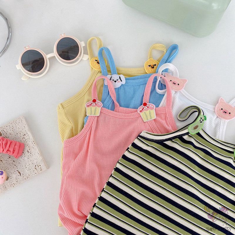 Áo Sát Nách Kiểu Hoạt Hình Xinh Xắn Phong Cách Hàn Quốc Cho Bé Gái