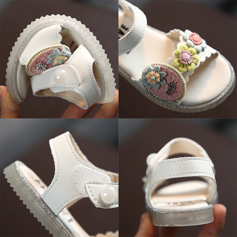 Xăng đan Đế Bằng Đính Hoa Thời Trang Mùa Hè Cho Bé Gái