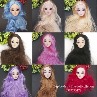 Đầu búp bê Kenxin mắt gắn, tóc nhiều  màu
