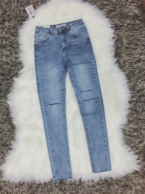 Quần bò jeans ôm rách gối co dãn ( vi deo kèm ảnh thật)