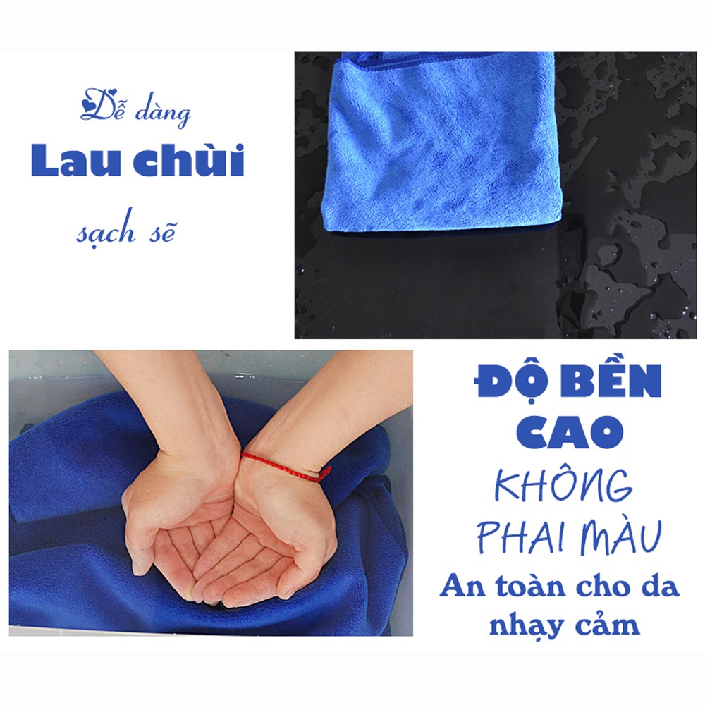 Bộ 4 Khăn lau xe hơi, ô tô, xe máy đa năng chuyên dụng siêu thấm hút nước mạnh giúp vệ sinh chăm sóc ô tô/ xe máy