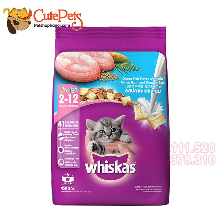 Whiskas Junior 1.1kg Vị Cá Biển Và Sữa - Thức ăn cho mèo con - CutePets Phụ kiện chó mèo Pet shop Hà Nội