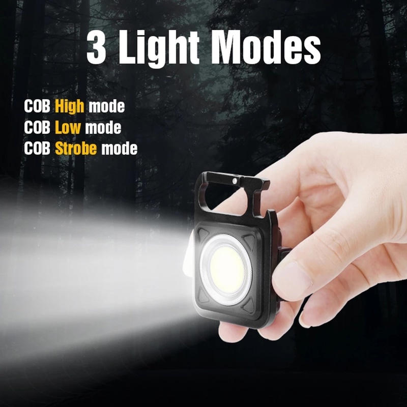 1/3 Móc Khóa Đèn Led COB Mini Sạc USB Tiện Dụng