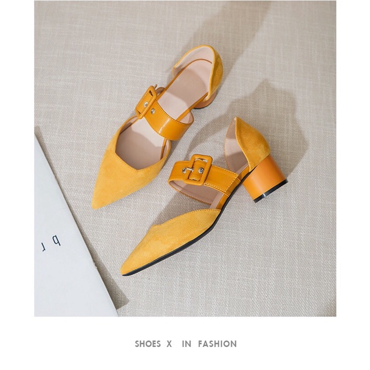 Giày búp bê nữ kiểu dáng gót tròn 6cm thời trang, kết hợp đai khoá sang trọng, SB47 - November House