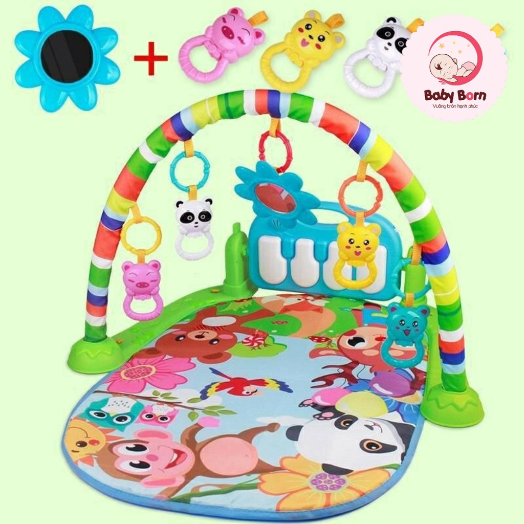 Thảm nhạc nằm chơi cho bé, thảm đàn khỉ