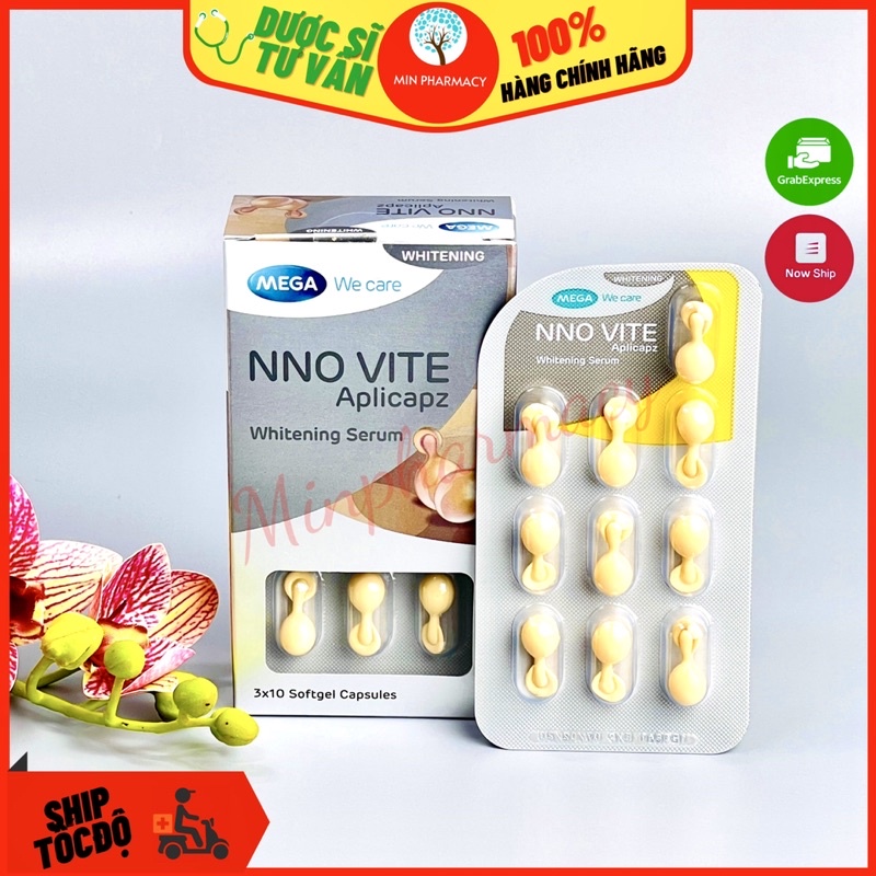 Serum vitamin C NNO VITE Mega Dạng vỉ 30 viên Dưỡng trắng, Ngăn sạm nám, Cải thiện lão hóa da - Minpharmacy