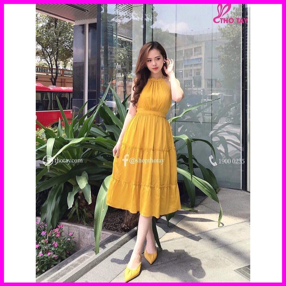 Đầm Nữ chữ A ba tầng ôm eo thời trang gemfa