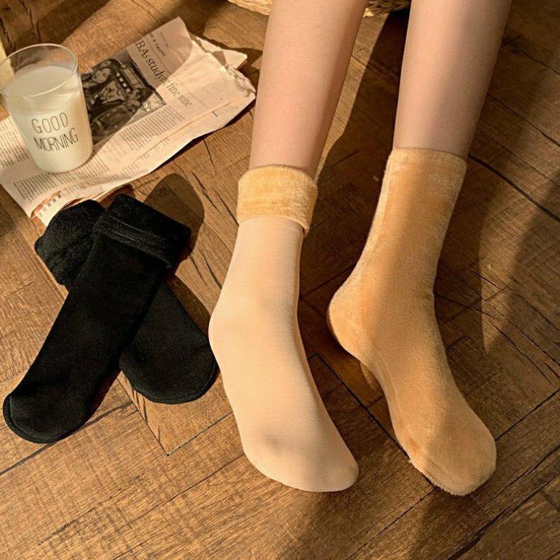 1 đôi Tất, vớ nữ lót lông mềm mịn cổ cao cực ấm giữ nhiệt mùa đông - LADY