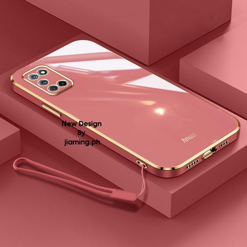 Ốp Điện Thoại Mềm Màu Kẹo Thiết Kế Sang Trọng Có Dây Đeo Cho OPPO A52 A92 2022