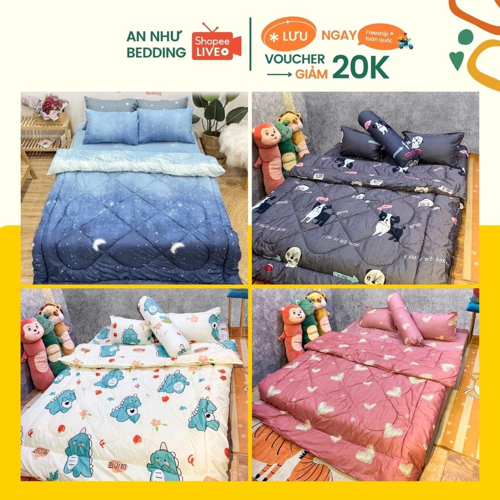 Bộ chăn PHAO ga gối đơn giản 03 cotton poly đủ 5 món An Như Bedding