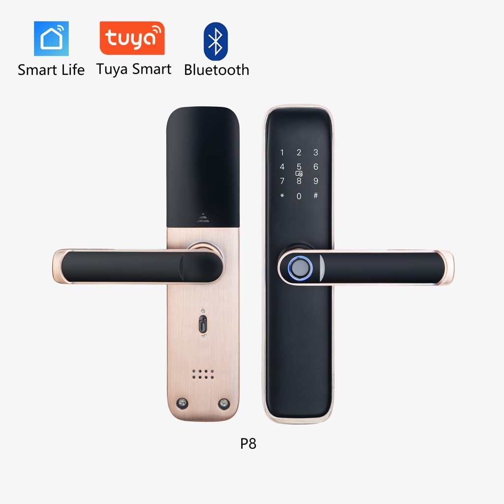 Khóa vân tay thông minh Tuya I02 BLuetooth vân tay, thẻ từ, chìa cơ, mật khẩu, APP điện thoại Tuya Smart - Smartlife