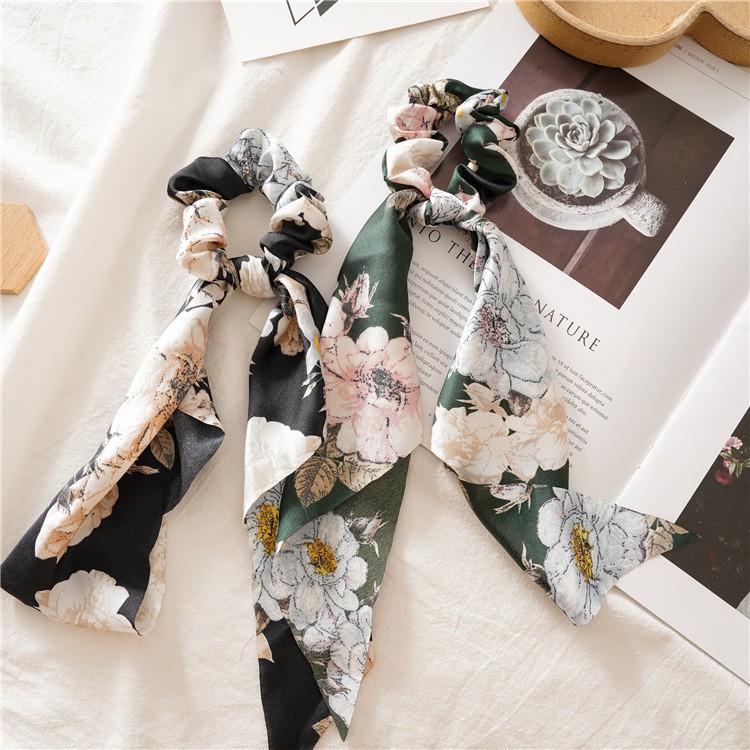 [NowShip2h] Cột Tóc Nơ Scrunchies Thắt Nút Hoa Tam Tam Giác Chất Liệu Voan Mềm Mại Thanh Lịch HOT TREND   - Mã DT012