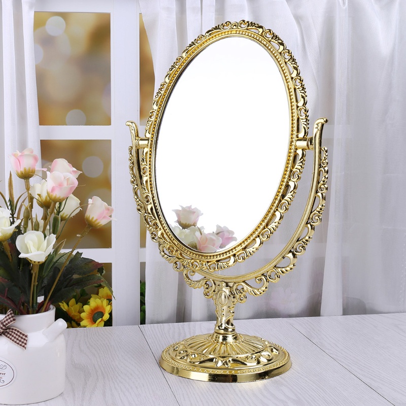 [Hàng mới về] Gương trang điểm sử dụng 2 mặt bằng nhựa thiết kế để bàn