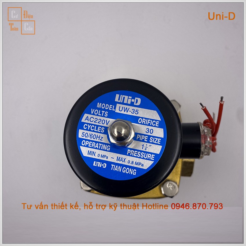 Van điện từ nước UNID UD,UW coil đồng UD8, UW15, UW20, UW25 điện áp 220v, 24v