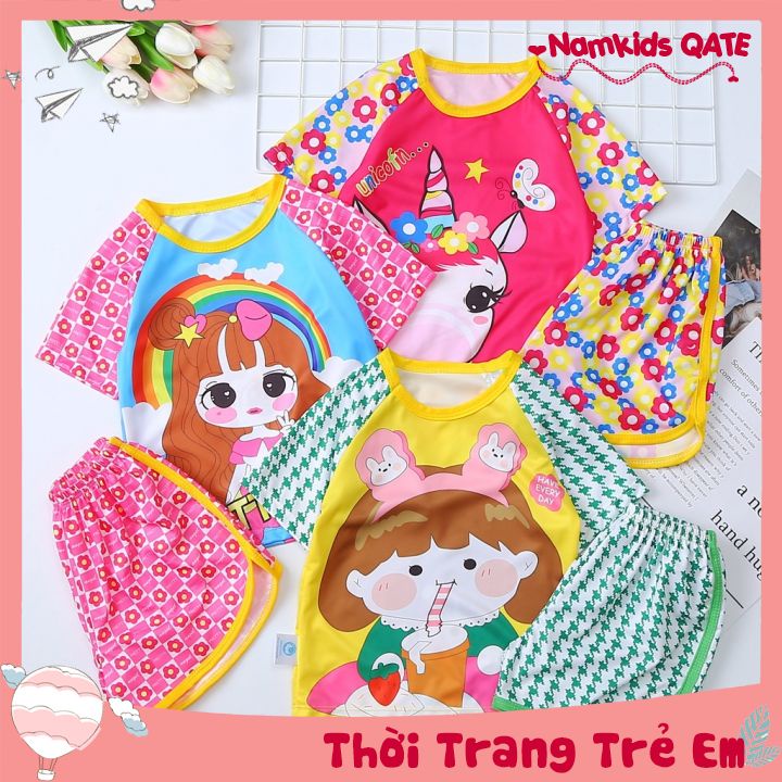 Bộ Quần Áo Bé Gái Raplang In 3d Dễ Thương Chất Vải Sill Lạnh Không Nhăn K Chảy Xệ Thoáng Mát Từ 12kg Đến 30kg Namkidsqa