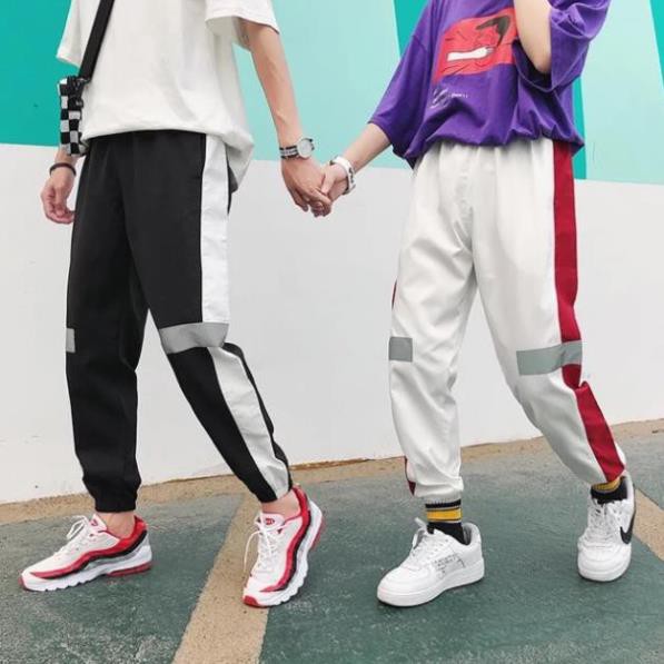 Quần jogger Nỉ unisex Phản Quang Gối nam nữ phong cách thời trang kmg