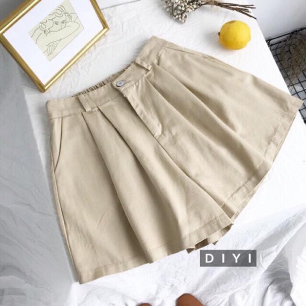 Quần sooc kaki ống rộng chun lưng kiểu Hàn quốc | BigBuy360 - bigbuy360.vn