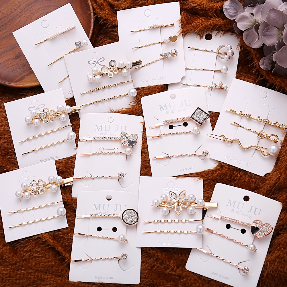 IF ME Set 3 Kẹp Tóc Đính Đá Thời Trang Cho Nữ