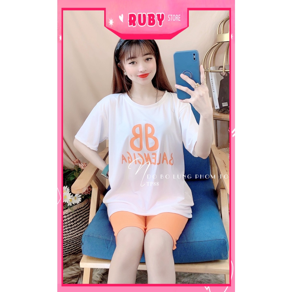 Đồ bộ phom to cho nữ mặc nhà chất thun mềm mát in hình họa tiết dễ thương Bộ thun lửng phom to TP88