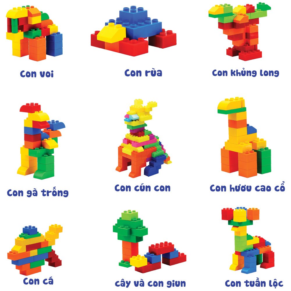 Đồ Chơi Xếp Hình Thông Minh 160 Chi Tiết VIJAGO Bằng Nhựa Nguyên Sinh An Toàn Cho Bé- Babibo.Kids