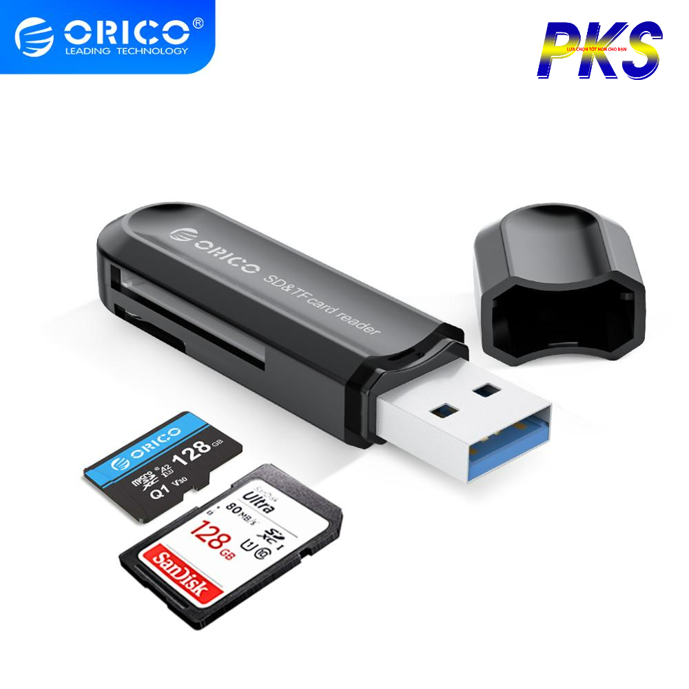 Đầu đọc thẻ nhớ SD/TF USB 3.0 tốc độ cao Orico CRS21 - Đen - Hàng chính hãng